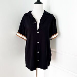 Reiss x CHÉ Black Shirt with White and Tan Accents - Medium